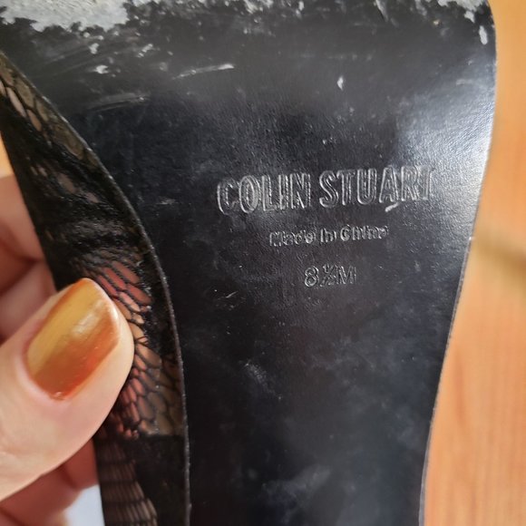 COLIN STUART Black and Silver Lace Heels 8.5M - Picture 7 of 8